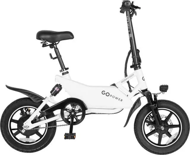 Main image of GoPowerBike GoSpyder White Compact Folding Bike with 16MPH Max Speed & 350W Motor