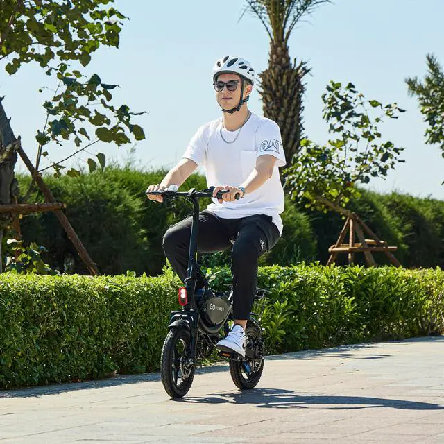 Alt view image 2 of 7 - GoPowerBike GoDash Electric Bike | Compact Adult Folding Mini E-Bike | Dual Disc Brakes | Dual Shock Suspension | Throttle and Pedal Assist | 400W Motor | 14 Tires | Up to 30 Mile Range