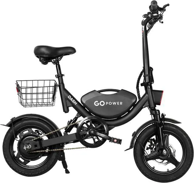 Alt view image 7 of 7 - GoPowerBike GoDash Electric Bike | Compact Adult Folding Mini E-Bike | Dual Disc Brakes | Dual Shock Suspension | Throttle and Pedal Assist | 400W Motor | 14 Tires | Up to 30 Mile Range