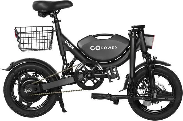 Alt view image 6 of 7 - GoPowerBike GoDash Electric Bike | Compact Adult Folding Mini E-Bike | Dual Disc Brakes | Dual Shock Suspension | Throttle and Pedal Assist | 400W Motor | 14 Tires | Up to 30 Mile Range