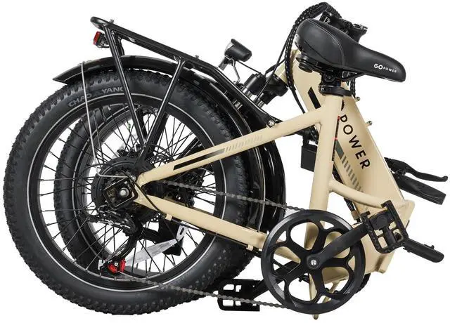 Alt view image 7 of 7 - GoPowerBike GoPlus Folding Electric Bike | 20" Fat Tire eBike | 500W Motor, 20mph Top Speed | 45+ Mile Range, 5 Pedal-Assist Levels | Removable Battery | Class 1 & 2 sand