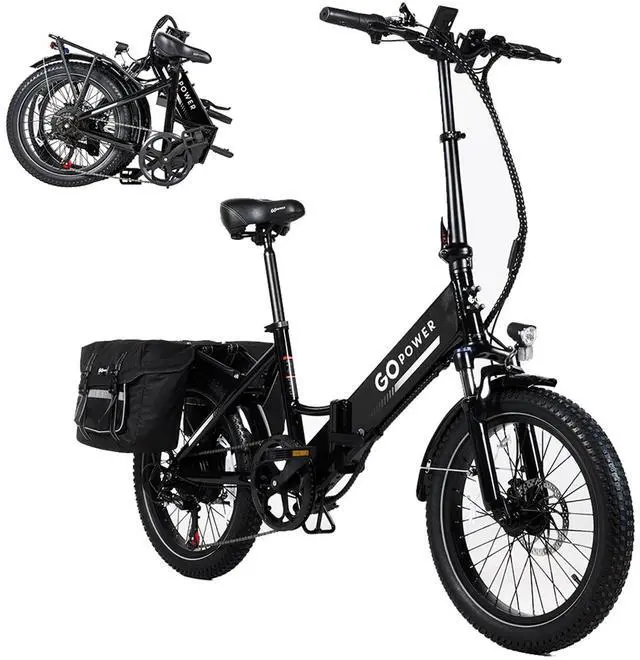 Main image of GoPowerBike GoPlus Folding Electric Bike | 20" Fat Tire eBike | 500W Motor, 20mph Top Speed | 45+ Mile Range, 5 Pedal-Assist Levels | Removable Battery | Class 1 & 2
