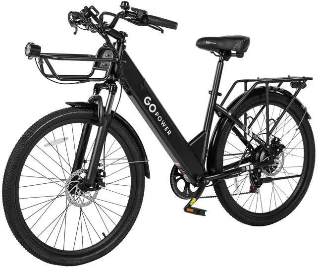 Alt view image 6 of 6 - GoPowerBike GoVelo  Electric Adult Bike | 26 Tires | Top Speed 20MPH | Up to 50 Miles+ Range | 500W Motor | Removable Battery Black/Black
