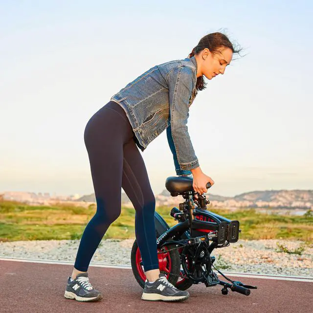 Alt view image 4 of 7 - GoPowerBike GoBlitz Electric Bike | Lightweight Compact Design Folding Adult Mini E-Bike | Dual Disc Brakes | Throttle and Pedal Assist | 350W Motor | 14 Tires | Up to 30 Mile Range Black