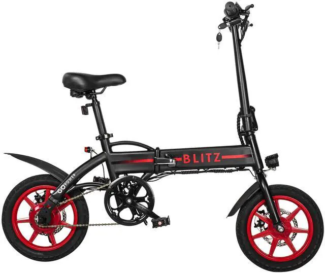 Alt view image 7 of 7 - GoPowerBike GoBlitz Electric Bike | Lightweight Compact Design Folding Adult Mini E-Bike | Dual Disc Brakes | Throttle and Pedal Assist | 350W Motor | 14 Tires | Up to 30 Mile Range Black