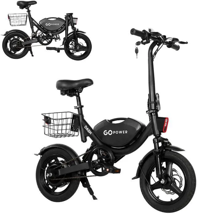 Main image of GoPowerBike GoDash Electric Bike | Compact Folding Adult Mini E-Bike | Dual Disc Brakes | Dual Shock Suspension | Throttle and Pedal Assist | 400W Motor | 14 Tires | Up to 30 Mile Range