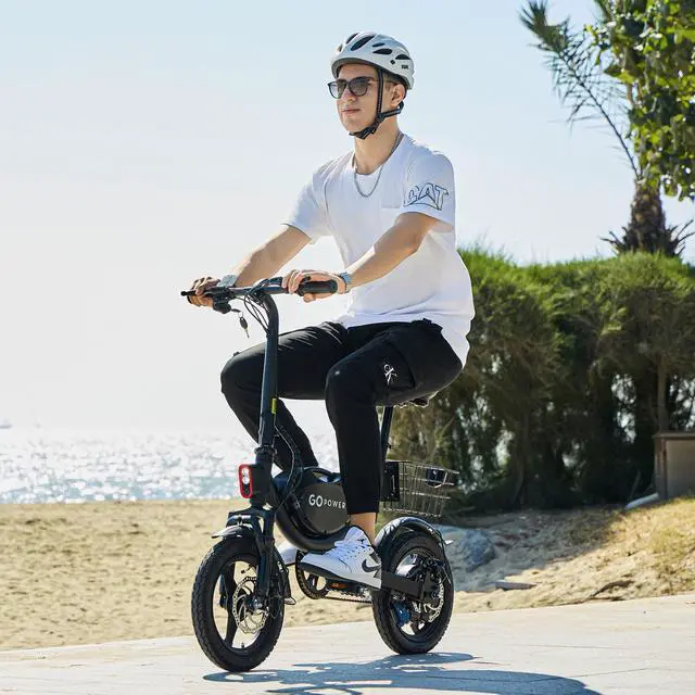 Alt view image 3 of 7 - GoPowerBike GoDash Electric Bike | Compact Folding Adult Mini E-Bike | Dual Disc Brakes | Dual Shock Suspension | Throttle and Pedal Assist | 400W Motor | 14 Tires | Up to 30 Mile Range