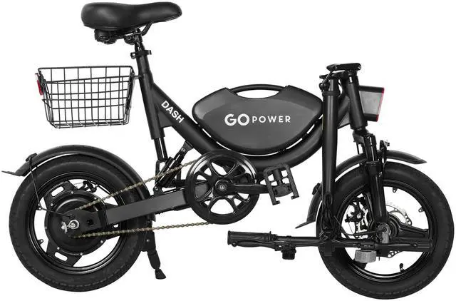 Alt view image 5 of 7 - GoPowerBike GoDash Electric Bike | Compact Folding Adult Mini E-Bike | Dual Disc Brakes | Dual Shock Suspension | Throttle and Pedal Assist | 400W Motor | 14 Tires | Up to 30 Mile Range