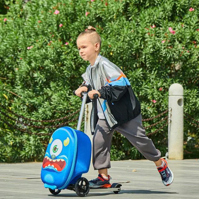 Alt view image 3 of 5 - GoPowerBike GoVoyage Kids 2-in-1 Luggage Scooter | 3-Wheel Design with Light-Up Wheels, Foldable and Convertible for Travel