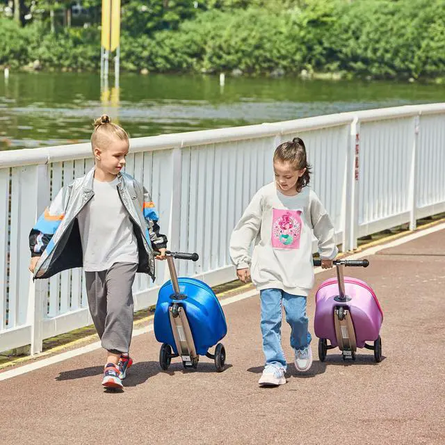 Alt view image 4 of 5 - GoPowerBike GoVoyage Kids 2-in-1 Luggage Scooter | 3-Wheel Design with Light-Up Wheels, Foldable and Convertible for Travel