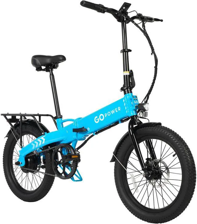 Alt view image 3 of 4 - GoPowerBike GoVolt Folding Electric Bike for Adults | 20" Tires | 500W Motor | 45+ Mile Range | 20mph Top Speed | 5 Pedal Assist Levels | Removable Battery | Class 1 & 2 eBike Blue