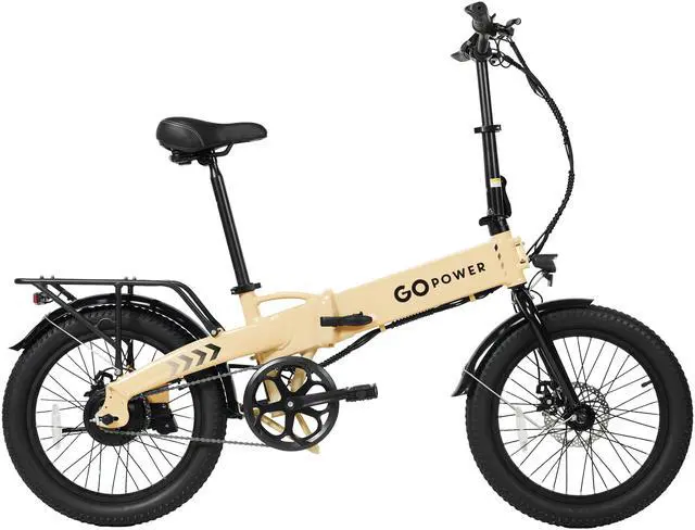 Main image of GoPowerBike GoVolt Folding Electric Bike for Adults | 20" Tires | 500W Motor | 45+ Mile Range | 20mph Top Speed | 5 Pedal Assist Levels | Removable Battery | Class 1 & 2 eBike Sand