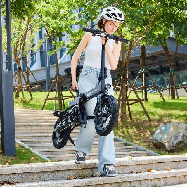 Alt view image 2 of 7 - GoPowerBike GoLite Electric Bike | Compact Foldable Design | 16 mph Top Speed - 30 mile Range | 3 Riding Modes | Class 1 and 2 eBike