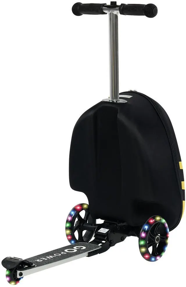 Alt view image 3 of 7 - GoPowerBike GoVoyage Kids 2-in-1 Luggage Scooter | 3-Wheel Design with Light-Up Wheels, Foldable and Convertible for Travel
