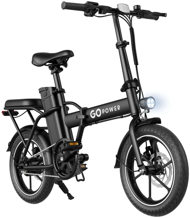 Alt view image 2 of 7 - GoPowerBike GoRay Electric Bike | Adult Folding E-Bike | 16" Tires | Up to 35-Mile Range | 3 Speed Modes | 20mph Top Speed | 350W Hub Motor | LED Display | Disc Brake | Removable Battery