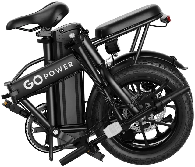 Alt view image 3 of 7 - GoPowerBike GoRay Electric Bike | Adult Folding E-Bike | 16" Tires | Up to 35-Mile Range | 3 Speed Modes | 20mph Top Speed | 350W Hub Motor | LED Display | Disc Brake | Removable Battery