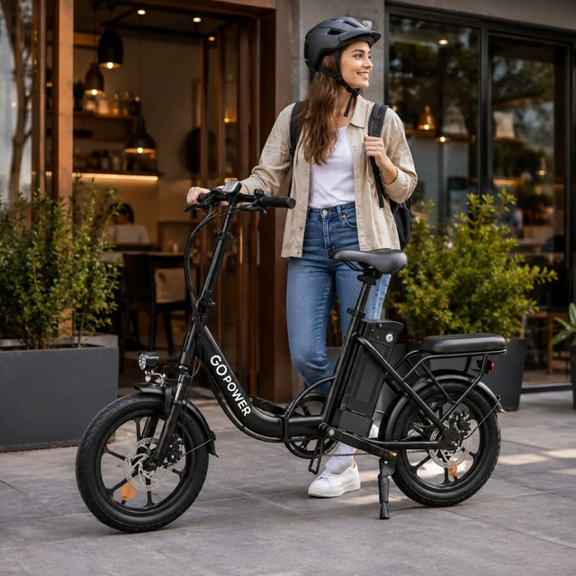 Alt view image 3 of 7 - GoPowerBike GoBreeze Electric Bike for Adults | Folding E-Bike | 16" Tires | Up to 35-Mile Range | 3 Riding Modes | 20 MPH Top Speed | 350W Hub Motor | LED Display | Dual Disc Brakes | Removable Batte