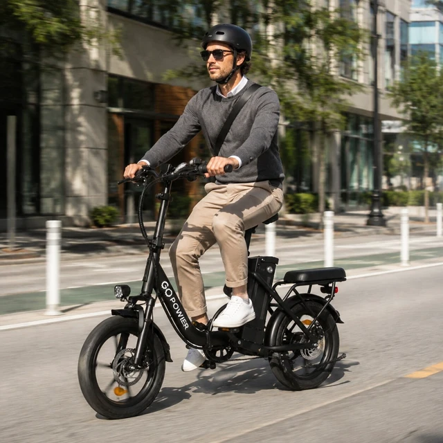 Alt view image 4 of 7 - GoPowerBike GoBreeze Electric Bike for Adults | Folding E-Bike | 16" Tires | Up to 35-Mile Range | 3 Riding Modes | 20 MPH Top Speed | 350W Hub Motor | LED Display | Dual Disc Brakes | Removable Batte