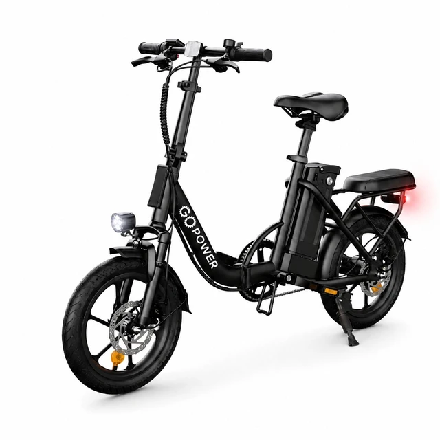 Alt view image 6 of 7 - GoPowerBike GoBreeze Electric Bike for Adults | Folding E-Bike | 16" Tires | Up to 35-Mile Range | 3 Riding Modes | 20 MPH Top Speed | 350W Hub Motor | LED Display | Dual Disc Brakes | Removable Batte