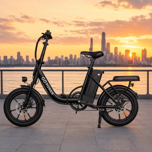 Alt view image 7 of 7 - GoPowerBike GoBreeze Electric Bike for Adults | Folding E-Bike | 16" Tires | Up to 35-Mile Range | 3 Riding Modes | 20 MPH Top Speed | 350W Hub Motor | LED Display | Dual Disc Brakes | Removable Batte