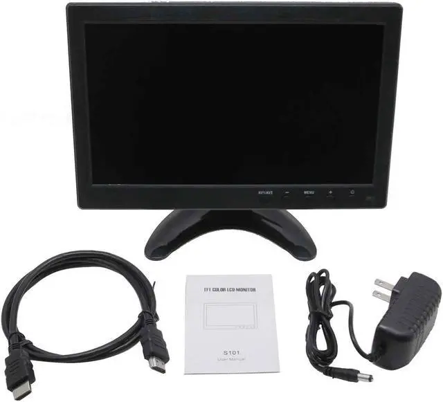 Alt view image 7 of 7 - Nexanic 10.1 inch Monitor HD 1024*600 with Video Audio VGA AV BNC USB HDMI 10 inch Dispaly for CCTV Camera PC DVD Laptop