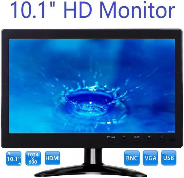 Main image of Nexanic 10.1 inch Monitor HD 1024*600 with Video Audio VGA AV BNC USB HDMI 10 inch Dispaly for CCTV Camera PC DVD Laptop