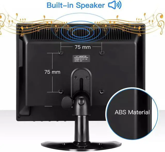 Alt view image 5 of 7 - Nexanic 10.1 inch Monitor HD 1024*600 with Video Audio VGA AV BNC USB HDMI 10 inch Dispaly for CCTV Camera PC DVD Laptop