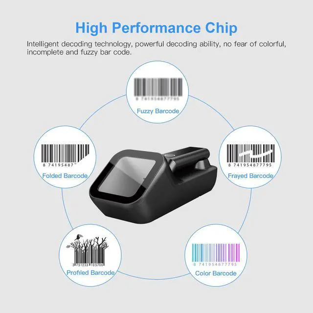 Alt view image 5 of 7 - Nexanic R50 Bluetooth 2D Wireless 2.4G USB 3 in 1 Barcode Scanner Scan Automactically with Charge Base Mobile Payment Code Reader