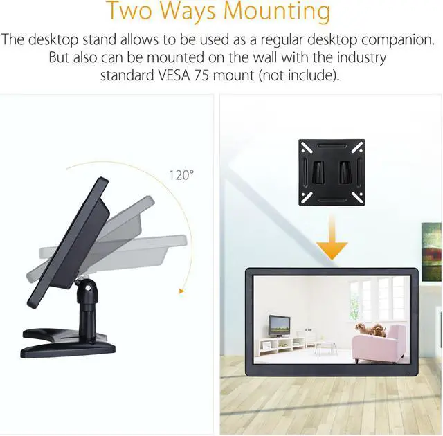 Alt view image 6 of 7 - 12 inch Monitor FHD 1920x1080 with Video Audio VGA AV BNC USB HDMI 11.6 inch Display for CCTV Camera PC DVD Laptop