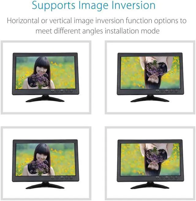 Alt view image 4 of 6 - Nexanic 10.1 inch Monitor HD 1024*600 with Video Audio VGA AV BNC USB HDMI 10 inch Dispaly for CCTV Camera PC DVD Laptop