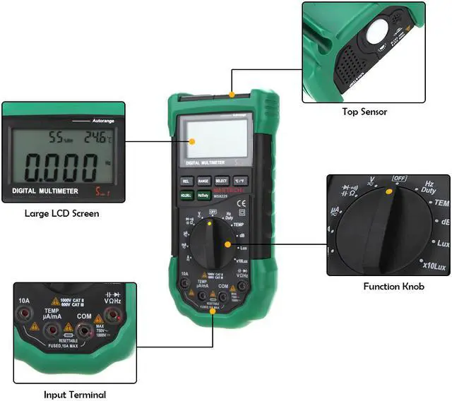 Alt view image 3 of 7 - Mastech MS8229 Multimeter 5 in 1 Digital Multimeter Auto Range Electrical Measure Tool Current Resistance Capacitance Tester MS8229