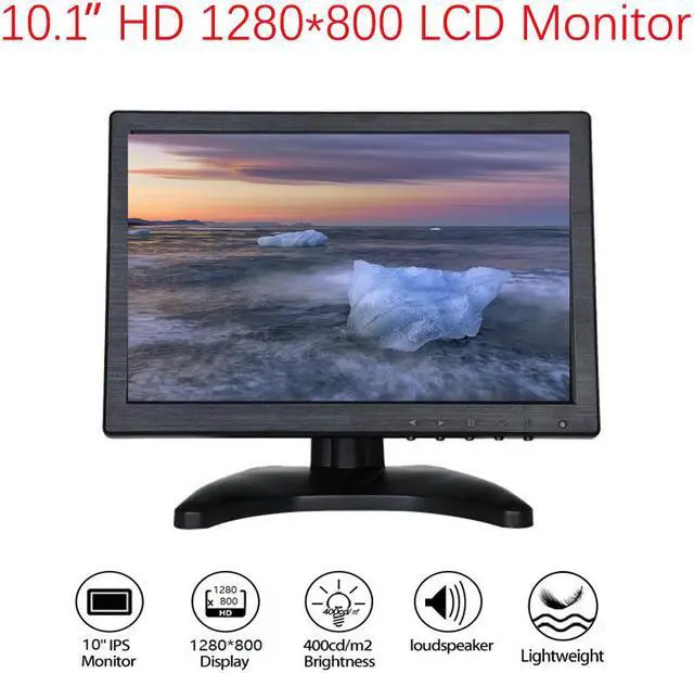 Main image of 10 inch Monitor HD 1280x800 TFT 10.1 inch Display with Video Audio VGA AV BNC USB HDMI for CCTV Camera PC DVD Laptop