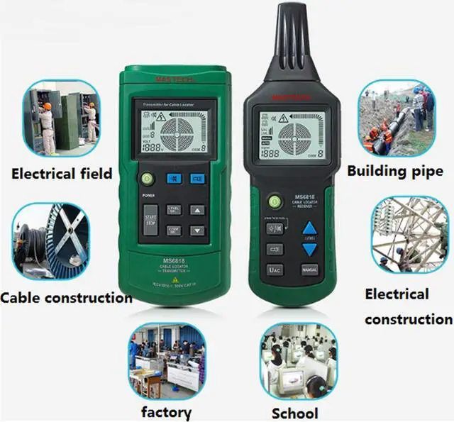 Alt view image 6 of 7 - Mastech MS6818 Wire Cable Tracker Metal Pipe Locator Detector Tester Line Tracker Voltage 12V to 400V Meter Pressure Transmitter Tracker Finder