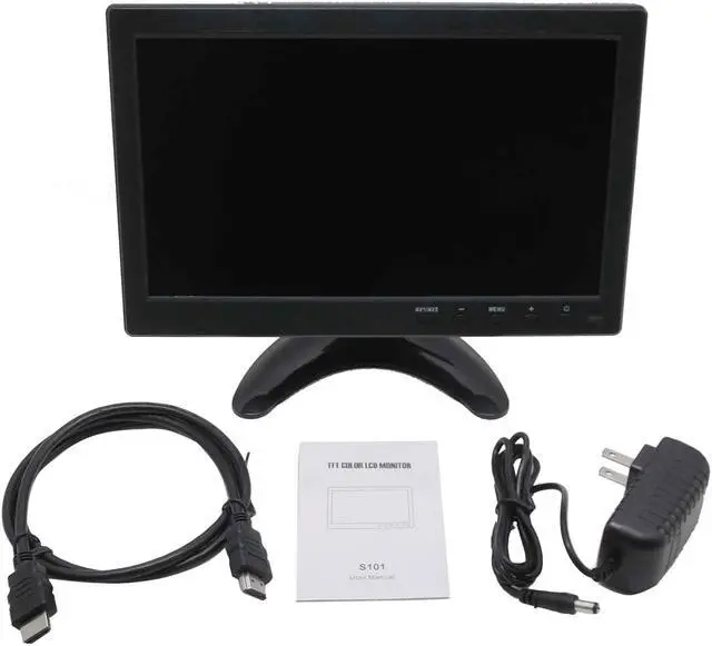 Alt view image 6 of 6 - Nexanic 10.1 inch Monitor HD 1024*600 with Video Audio VGA AV BNC USB HDMI 10 inch Dispaly for CCTV Camera PC DVD Laptop