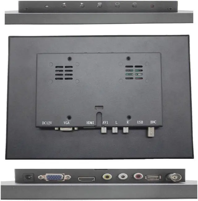 Alt view image 3 of 6 - 10 inch Monitor 1920x1200 FHD1080P IPS Display with Video Audio VGA AV BNC USB HDMI for CCTV Camera PC DVD Laptop