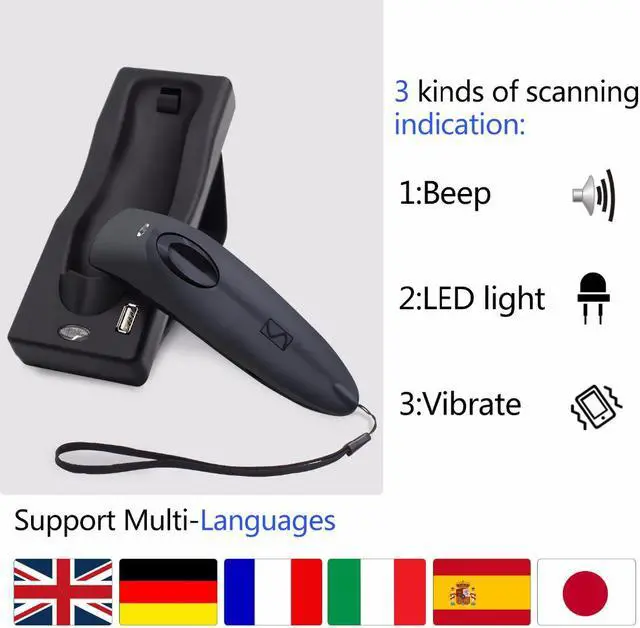 Alt view image 4 of 7 - Nexanic MJR40 Bluetooth 2.4Ghz Wireless 2D Barcode Scanner Screen Mobile Payment 2D 1D QR Bar Code Reader