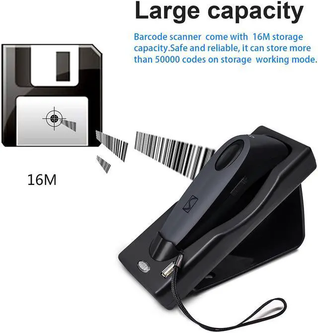 Alt view image 6 of 7 - Nexanic MJR40 Bluetooth 2.4Ghz Wireless 2D Barcode Scanner Screen Mobile Payment 2D 1D QR Bar Code Reader