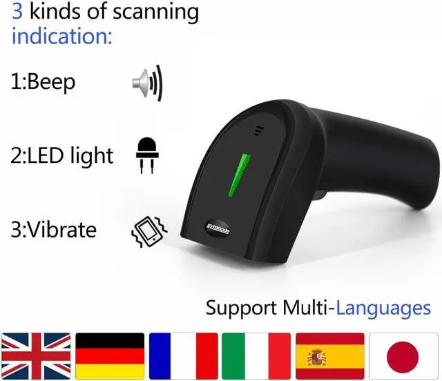 Alt view image 5 of 7 - Symcode Wireless 1D Barcode Reader Screen Computer Mobile Payment  2.4Ghz Cordless 1D Bar Code Scanner