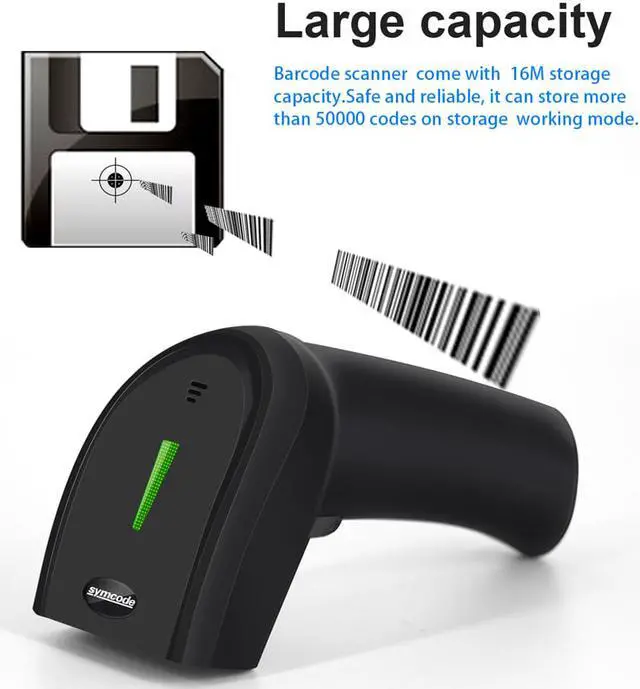 Alt view image 6 of 7 - Symcode Wireless 1D Barcode Reader Screen Computer Mobile Payment  2.4Ghz Cordless 1D Bar Code Scanner