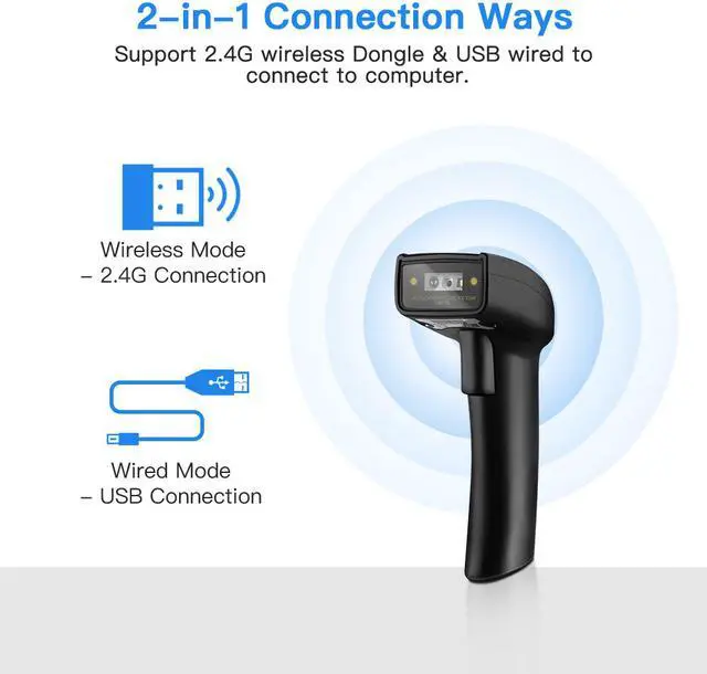 Alt view image 4 of 7 - Symcode Wireless 1D Barcode Reader Screen Computer Mobile Payment  2.4Ghz Cordless 1D Bar Code Scanner