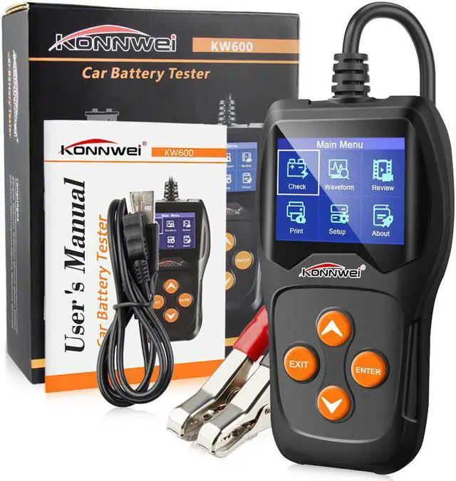 Alt view image 3 of 6 - [ Authorized Distributor ] Konnwei KW600 Car Battery Tester SAE CCA 12V Battery Analyzer Cranking Charging 12V Car Battery Tester