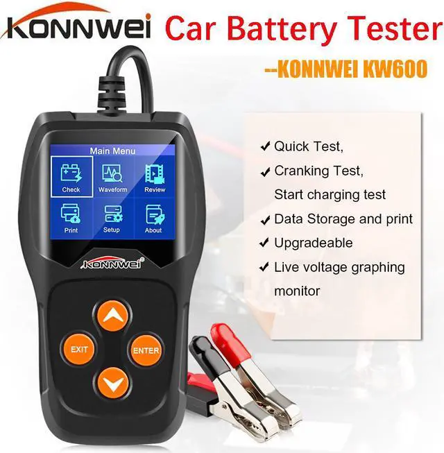 Main image of [ Authorized Distributor ] Konnwei KW600 Car Battery Tester SAE CCA 12V Battery Analyzer Cranking Charging 12V Car Battery Tester