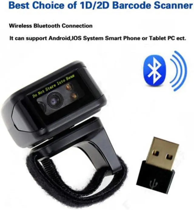 Alt view image 3 of 7 - Nexanic Mini Wireless 1D 2D QR Barcode Scanner Wearable Bluetooth 2D Bar Code Reader Ring Barcode Scanner