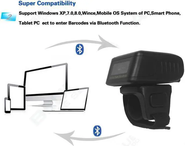 Alt view image 5 of 7 - Nexanic Mini Wireless 1D 2D QR Barcode Scanner Wearable Bluetooth 2D Bar Code Reader Ring Barcode Scanner