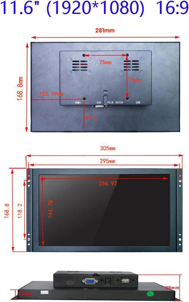 Alt view image 5 of 7 - 12 inch Industrial Display Touch Monitor 1920*1080 FHD IPS Open Frame Capacitive Touch Screen 11.6 inch Touch Display with VGA/HDMI Speakers