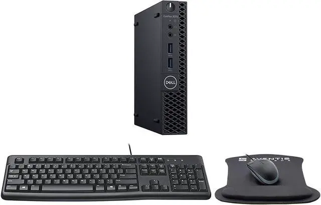 Main image of Dell Optiplex 3070 Micro PC Desktop Bundle with Keyboard, Mouse, and Mouse Pad, Intel Core i3-9100T, 4GB DDR4, 256GB NVMe SSD, Windows 10 Pro