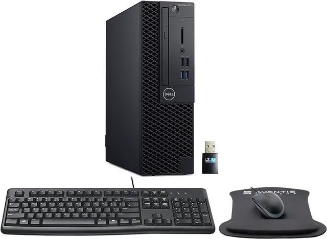 Main image of Dell OptiPlex 3070 SFF Desktop Bundle with Keyboard, Mouse, Mouse Pad, WiFi, Intel Core i3-9100, 32GB DDR4, 1TB NVMe SSD, Windows 10 Pro
