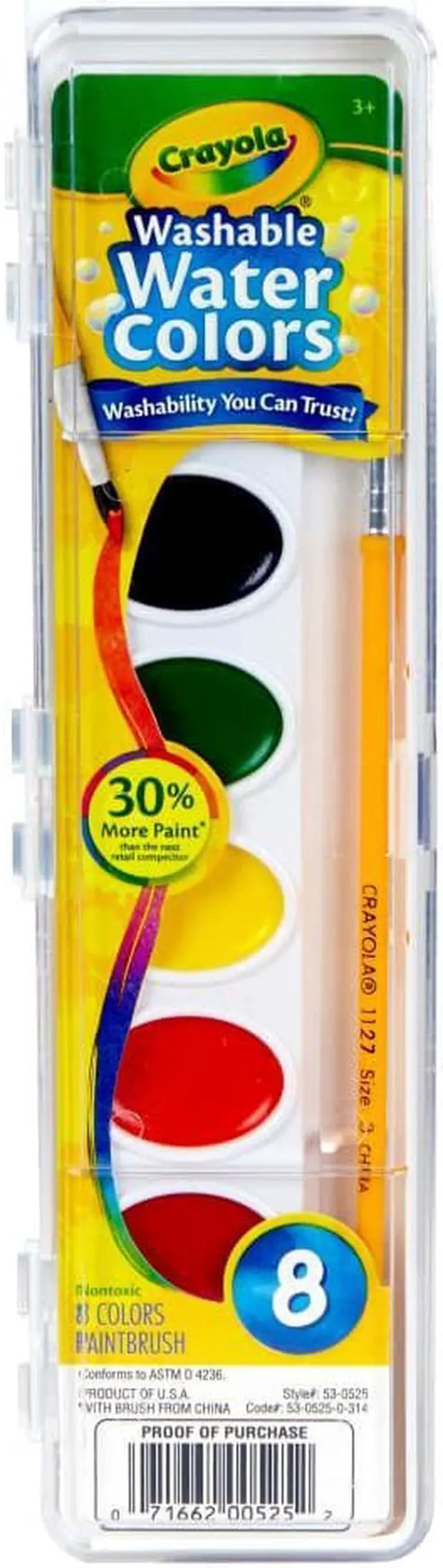 Alt view image 7 of 20 - Crayola Washable Watercolor Paint, 8 Assorted Colors, Palette Tray 530525