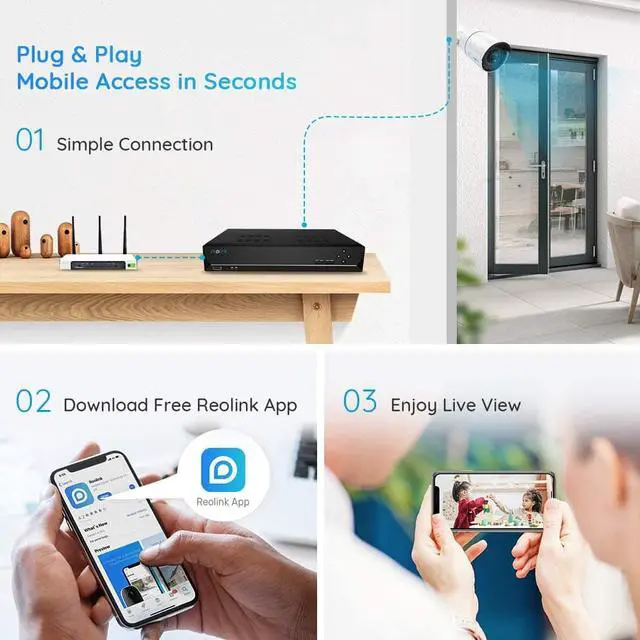 Alt view image 3 of 7 - Reolink 8CH 5MP Outdoor Security Camera System, 4pcs Smart Person/Vehicle Detection 5MP Wired PoE Bullet IP Cameras, 8CH 4K NVR with 2TB HDD for 24/7 Recording, RLK8-510B4-A