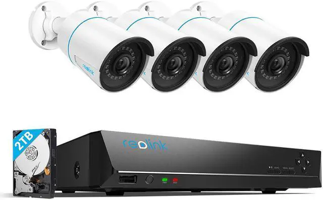 Main image of Reolink 8CH 5MP Outdoor Security Camera System, 4pcs Smart Person/Vehicle Detection 5MP Wired PoE Bullet IP Cameras, 8CH 4K NVR with 2TB HDD for 24/7 Recording, RLK8-510B4-A